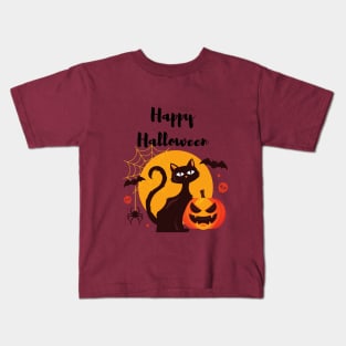 Happy Halloween Cat and friends Kids T-Shirt